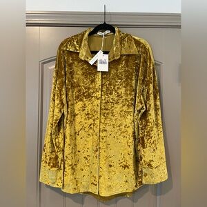 Southern Grace Gold Velvet Button Down Shirt
